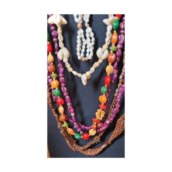 Vintage Hippie Necklace Lot Seeds Fruit Pits Nuts Tribal Shell Long Ethnic Q - Picture 4 of 11